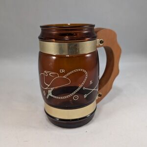 Vintage Siesta‎ Ware Brown Glass Beer Stein Mug Cowboy Western Decor